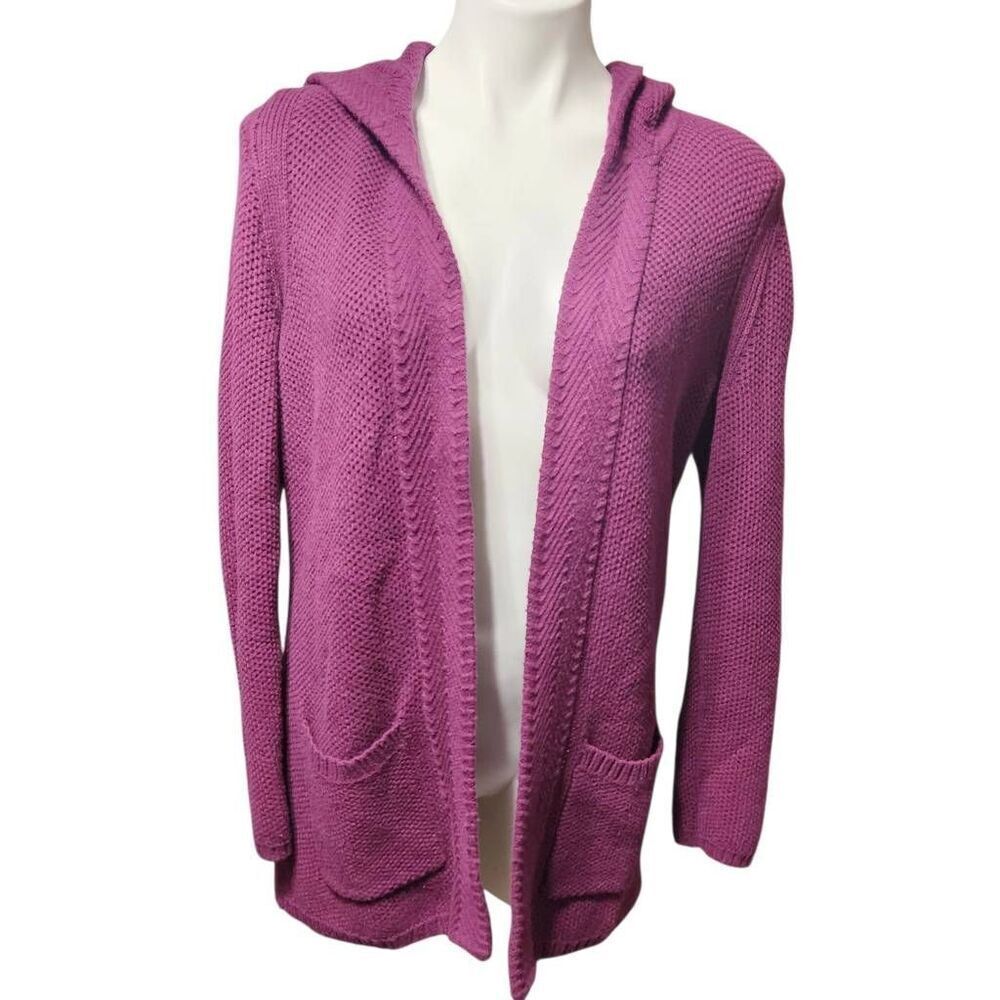 Talbots‎ purple wool blend open front cardigan sweater small